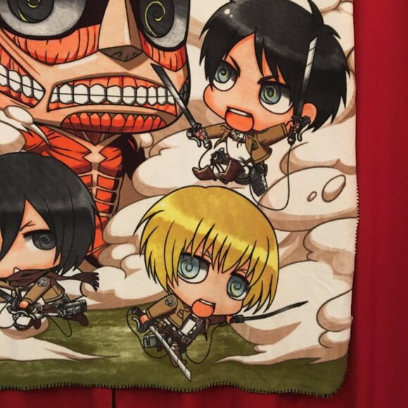 Attack on Titan Anime Chibi Fleece Throw Blanket / 60" x 50" - Picture 5 of 12